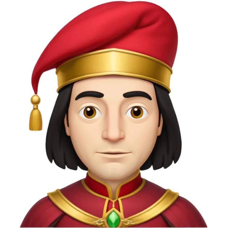 lord farquad avec un chapeau rouge et une bordure dorée pres du crane emoji