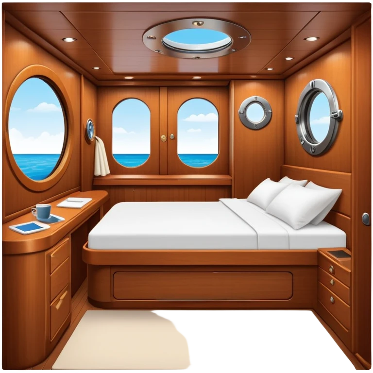 compact bed inside yacht cabin emoji