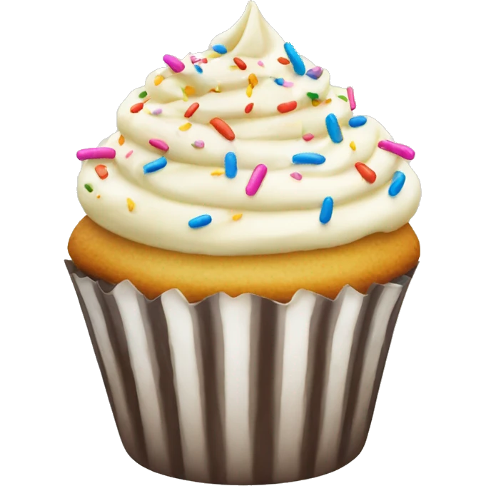 Vanilla cupcake with sprinkles emoji