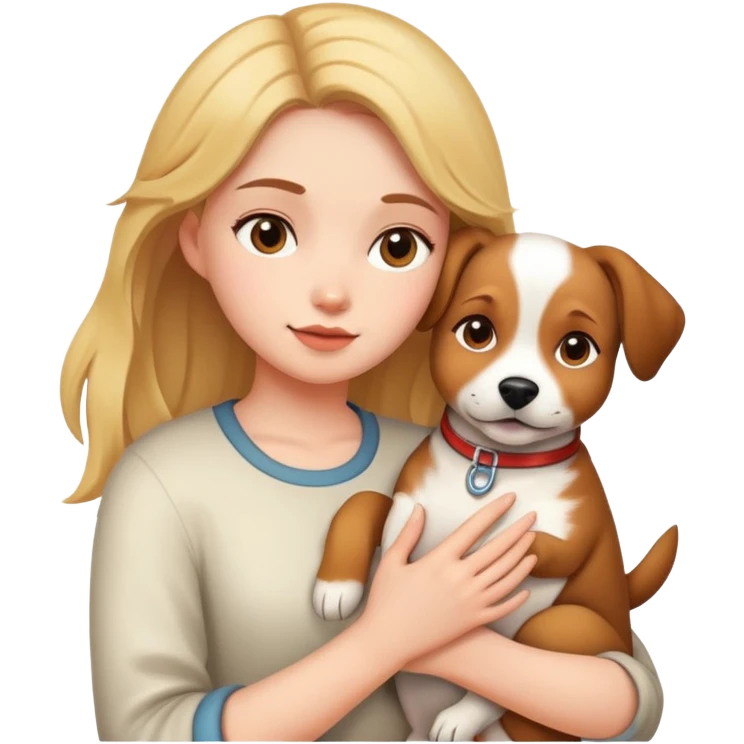 Girl holding dog  emoji