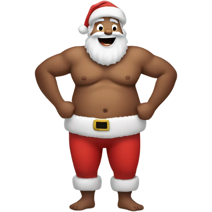 santa holding onto his hairy fat shirtless belly as he laughs emoji