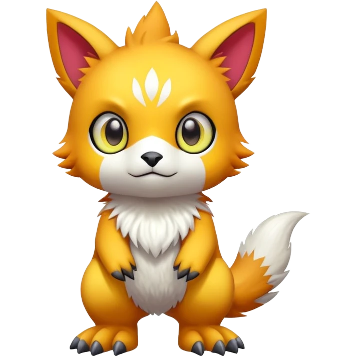 Colorful Kawaii cool Digimon-Fakemon-animal full body emoji
