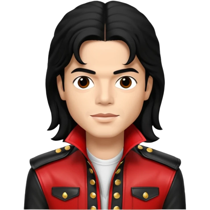 Michael Jackson light skin, long black hair, brown eyes, red and black outfit emoji