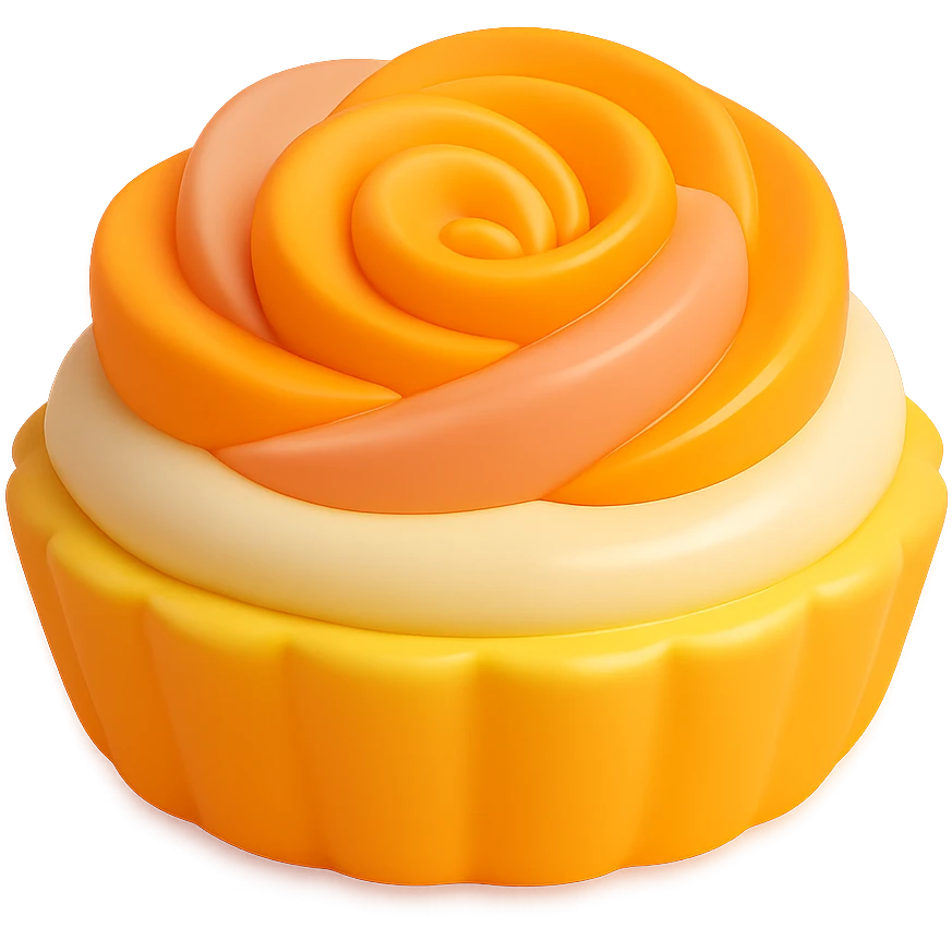 3D vinyl figure fruit tart large tart with vanilla cream, spiral of thinly sliced peaches and apricots, smooth vinyl look emoji