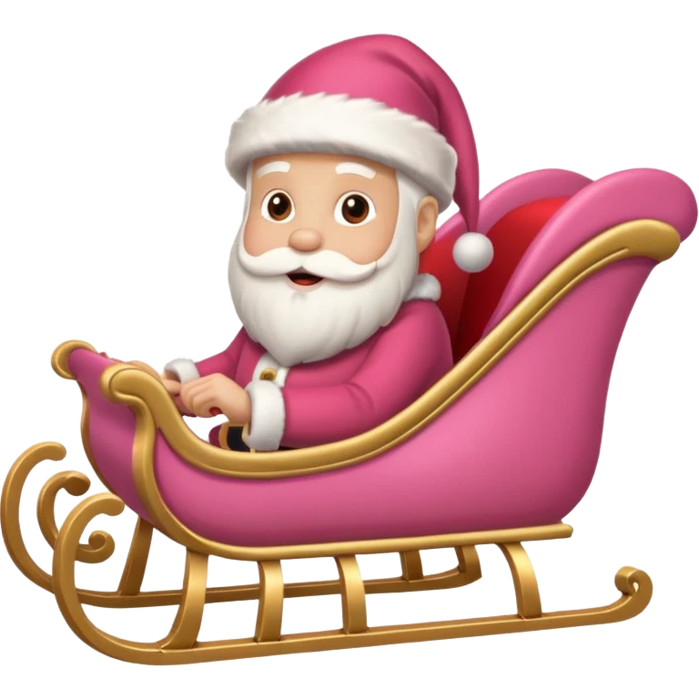 Pink sleigh with a pink santa inside, text on top of it that says "sleigh"  emoji