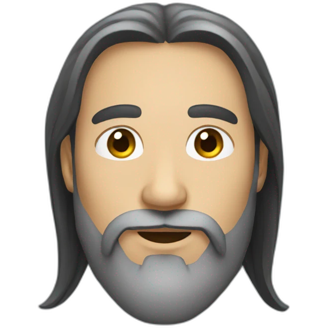 face with black long hair and a beard emoji