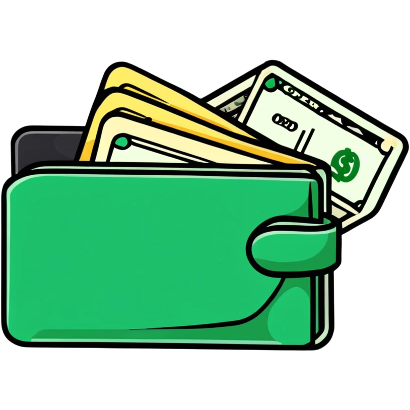sleek black wallet open with dollar bills visible inside emoji