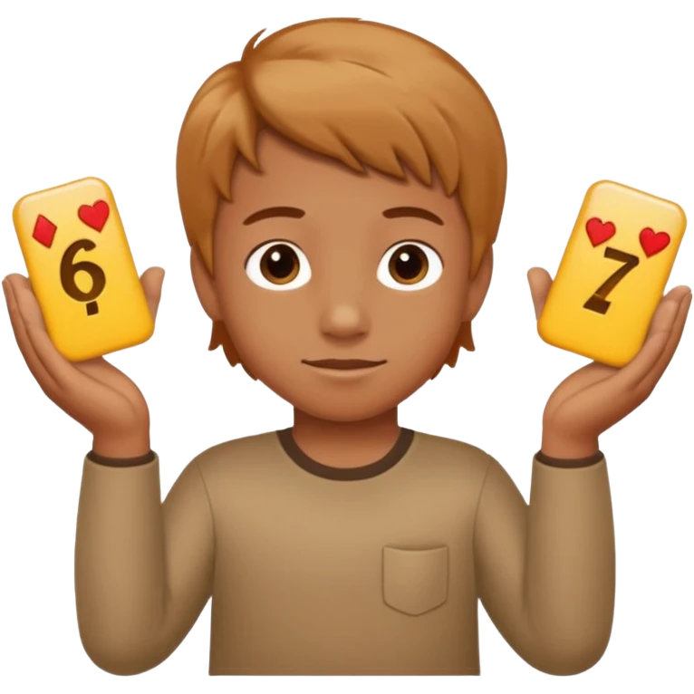 kid with tan hair and holding a six in his hand and a seven and the other hand emoji