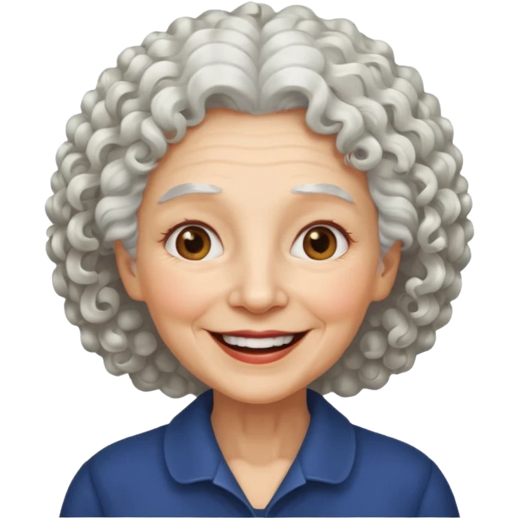 old woman with white curly hair emoji