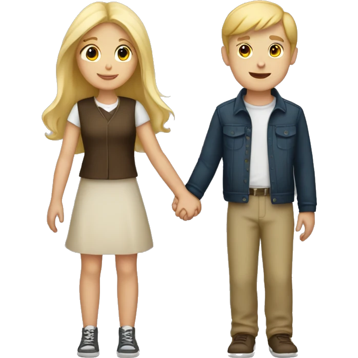 Blonde girl and brunette boy holding hands emoji