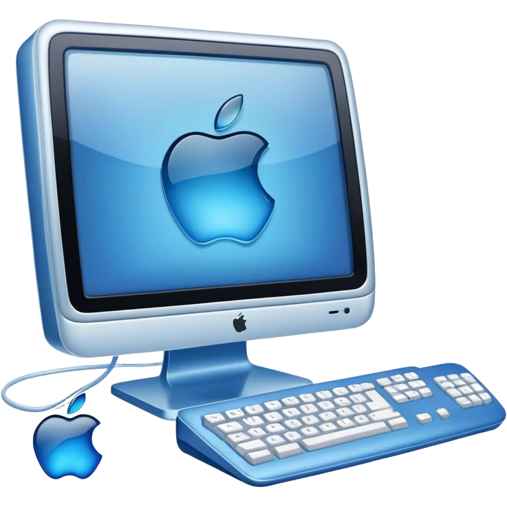 Y2K Apple computer translucent blue emoji