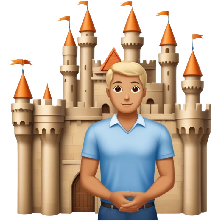 Visionary entrepreneur imagining completed castle instead of building blocks emoji