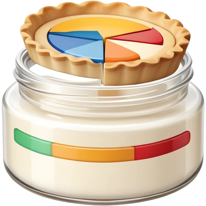 face cream jar with a pie chart on the lid indicating usage emoji