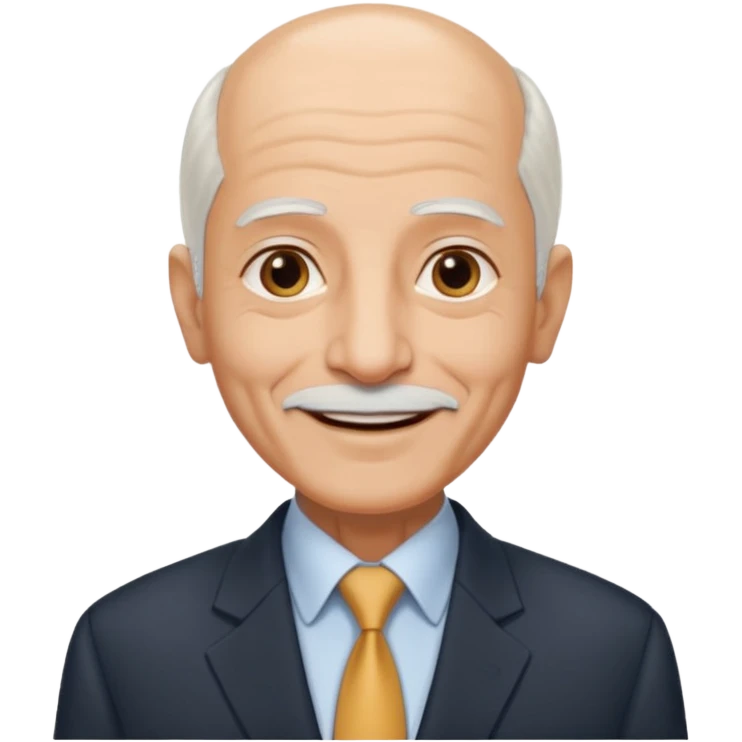 70 yr old man, almost bald, thin white hair, pakistani, business suit
 emoji