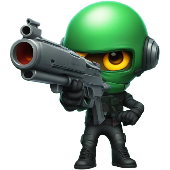 Martian hitman pointing gun high emoji