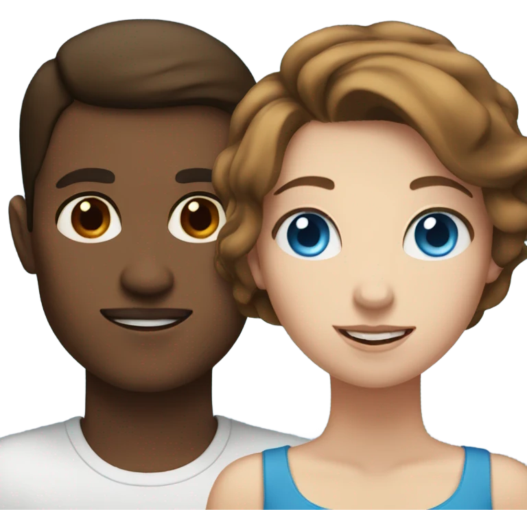 Male with blue eyes brown hair with female with brown hair and blue eyes  emoji