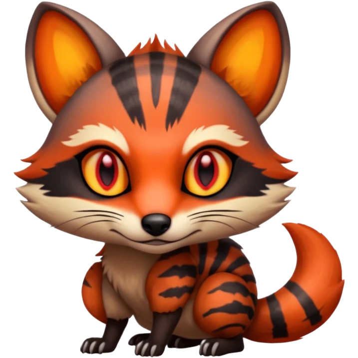 Fiery Wicked Cool Hot Edgy Badass Genet-Numbat-Fox-Civet-Vernid-fusion-hybrid-creature emoji