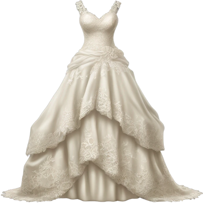 Hyper Realistic ornate 
Rustic Wedding dress displays emoji