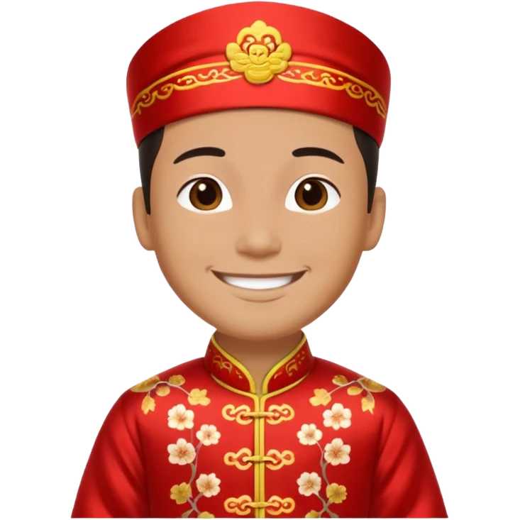 American groom, traditional, culture of chinese, smiley on face. emoji