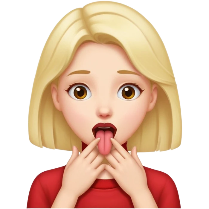 a girl with her hands around her neck and tongue out emoji