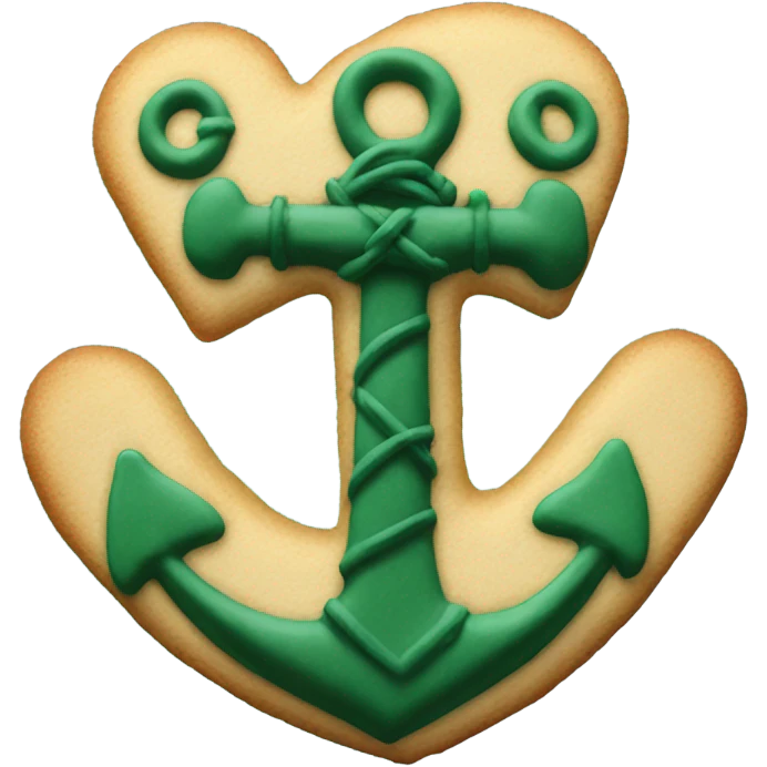 cookie heart with dark green anchor emoji