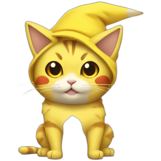 Cat dressed as pikachu emoji