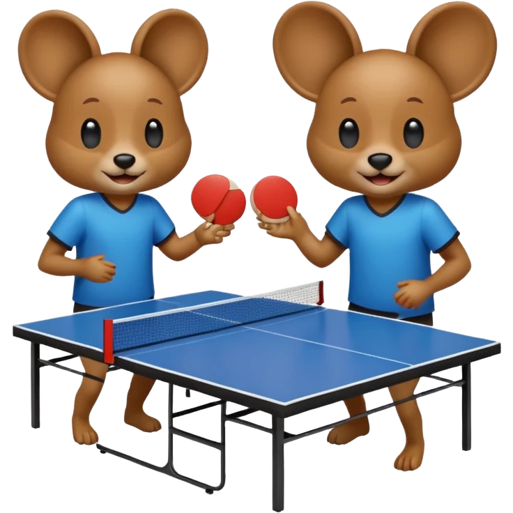 deux animaux qui jouent au ping pong sans la table emoji