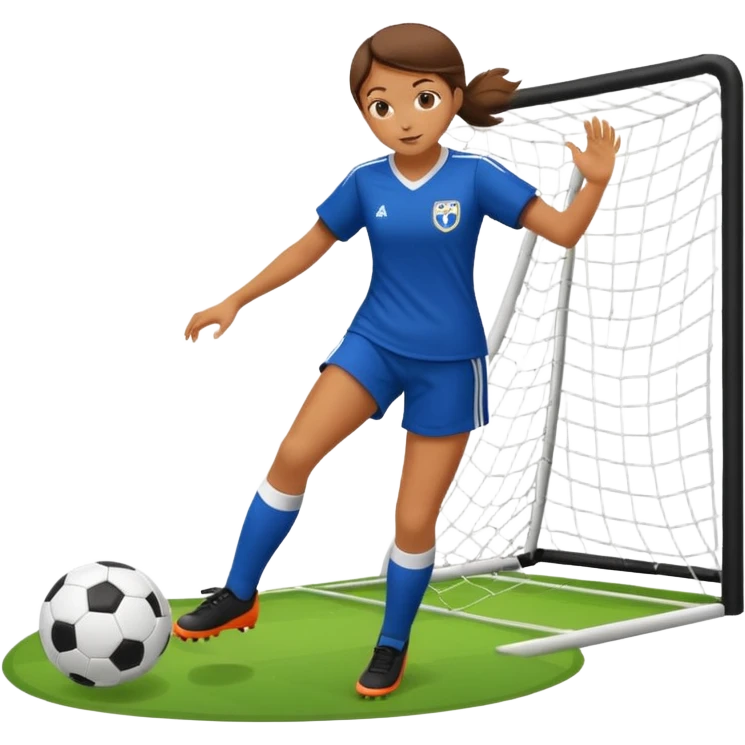 a girl kicking a football in a goal emoji