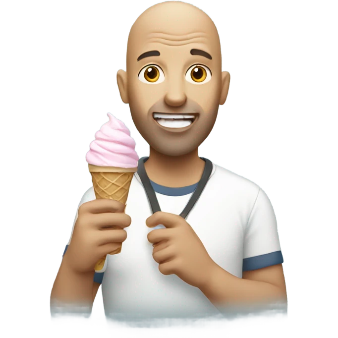 Bald guy eating an ice cream  emoji