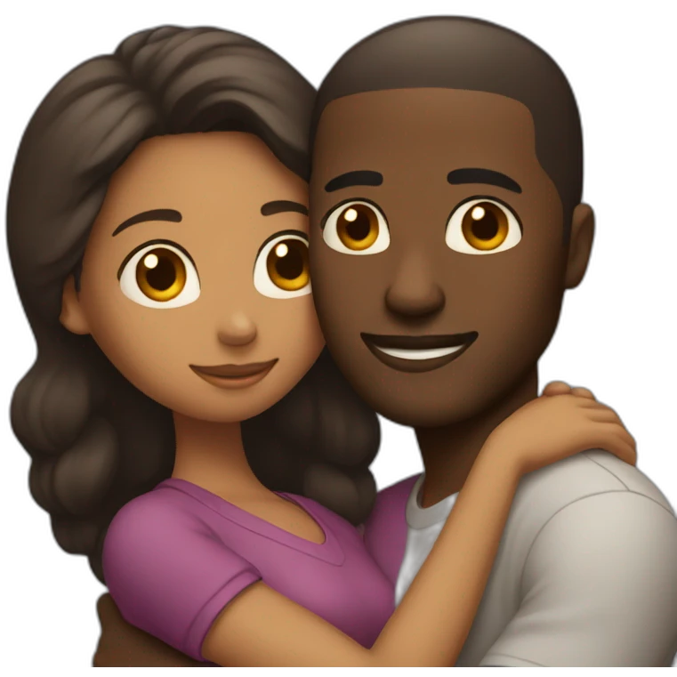 Black man and woman hugging emoji