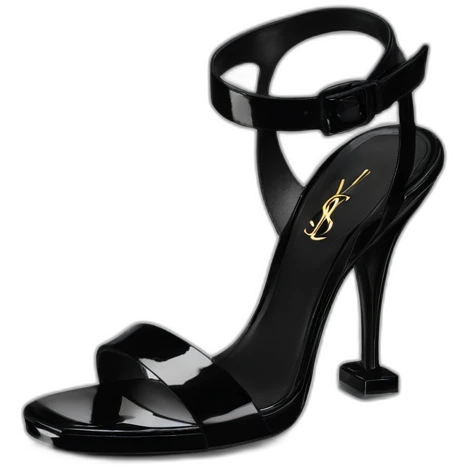 YSL TRIBUTE heel SANDAL black PATENT LEATHER emoji