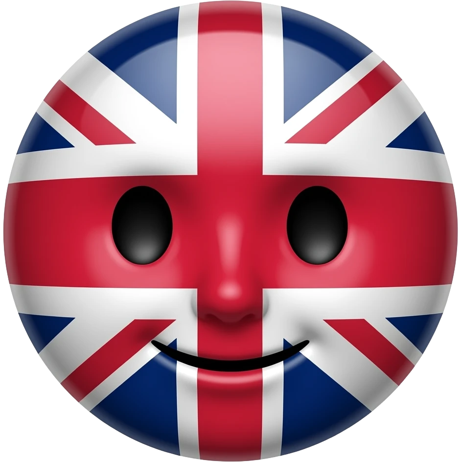 a britain flag with a face emoji