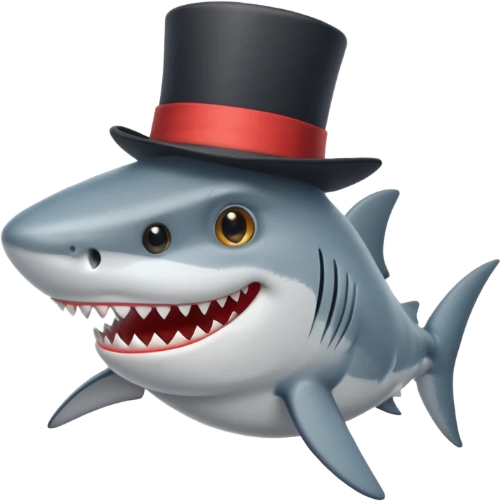 Shark with a top hat emoji