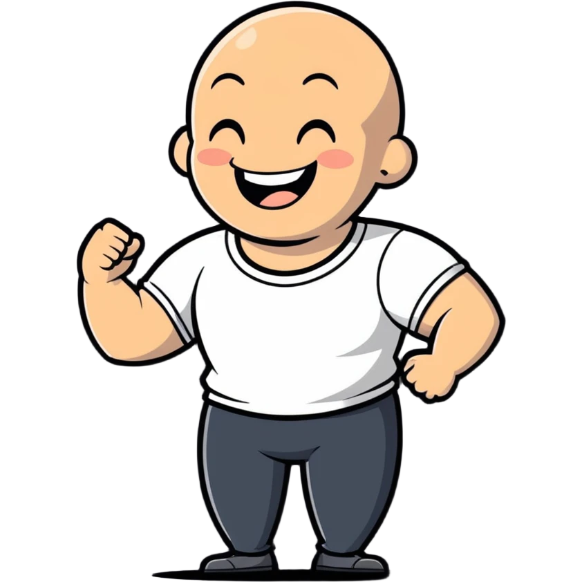 happy laughing cartoon expression of bald strong man, suitable for emoji sticker emoji