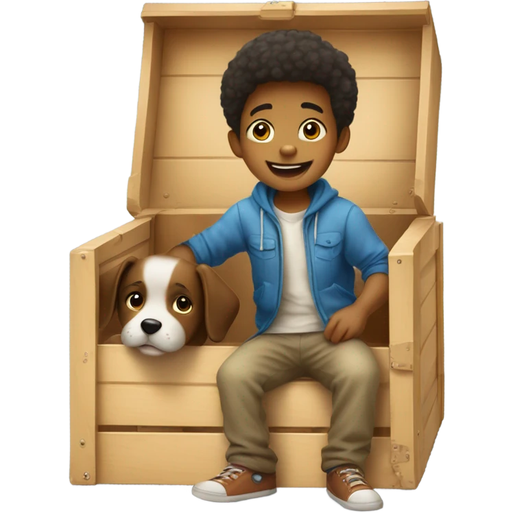 Boy in a dog box emoji