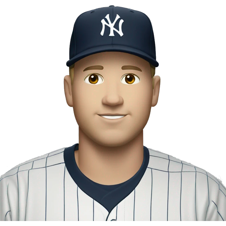 White man chubby wears cap and jersey of New York Yankees emoji