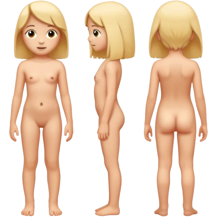 10 year old child girl naked  standing front back left right bottom emoji