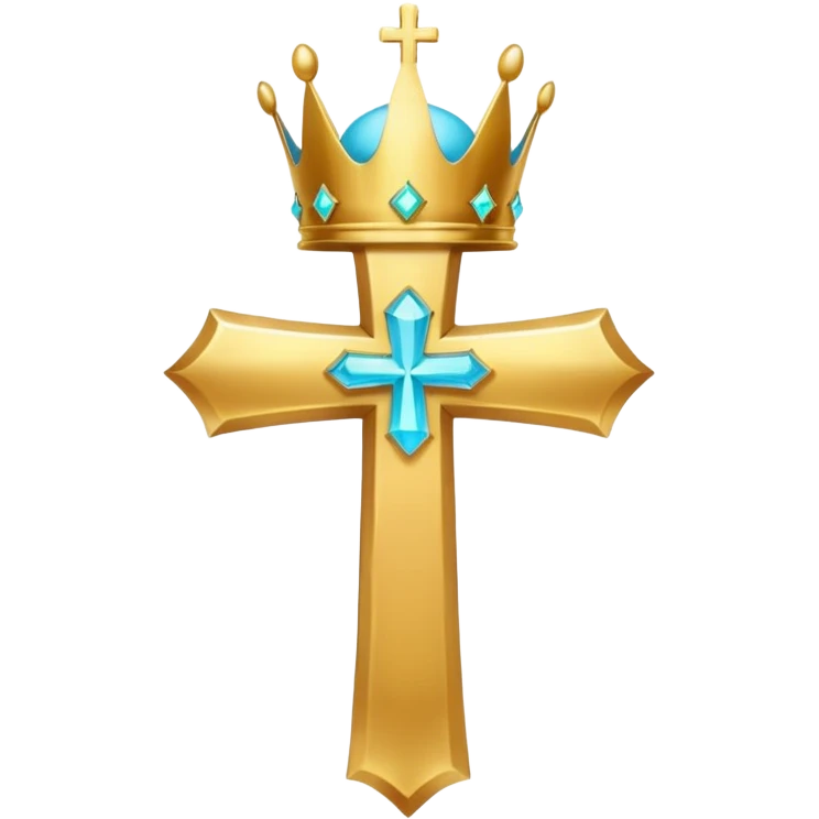 a golden, glowing cross with a cyan crown on top of it, with no background emoji