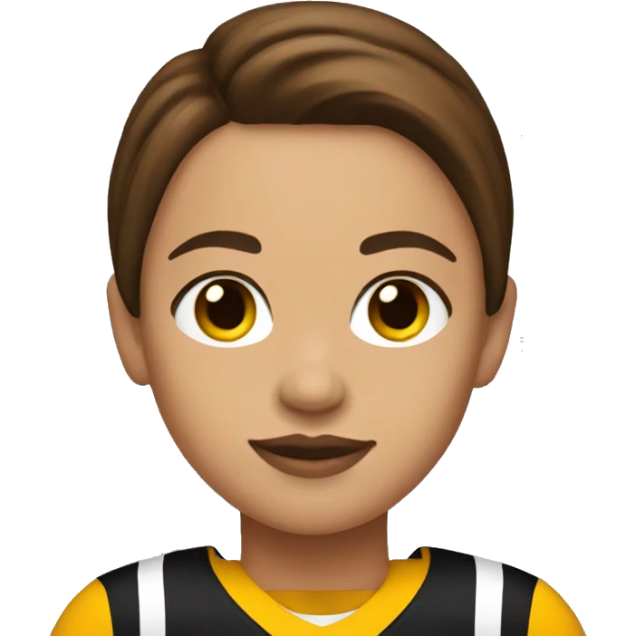Brown haired girl wearing Pittsburgh Steelers jersey emoji