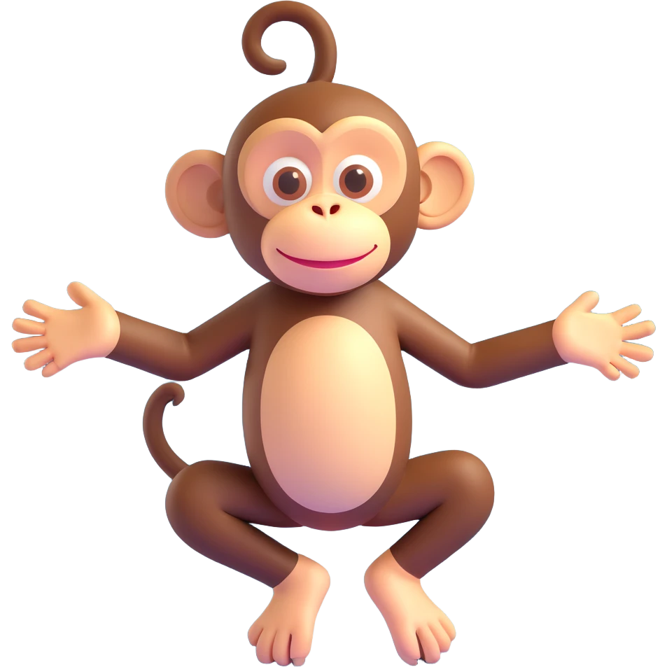 a monkey balancing on one foot, focused expression emoji