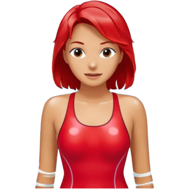 Woman Red onepiece, Background Indoor pool emoji