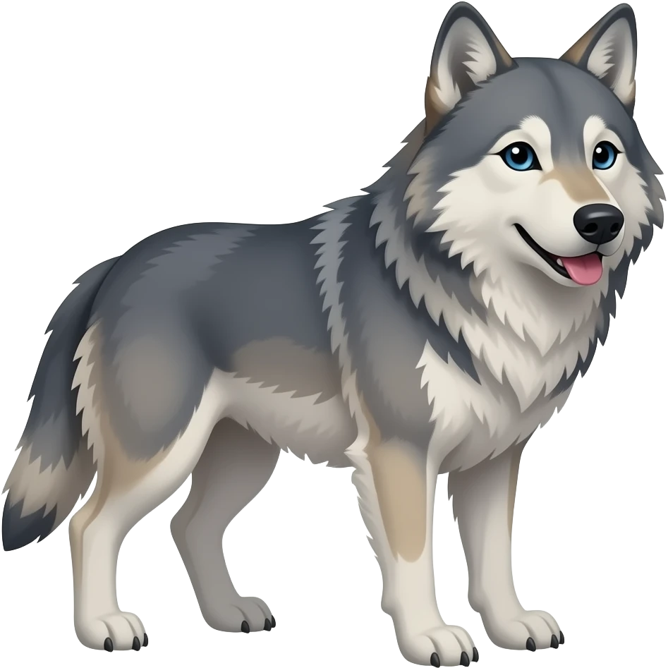un lobo de cuerpo entero diciendo adios emoji