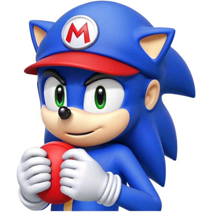 Sonic the hedgehog wearing a Mario hat emoji