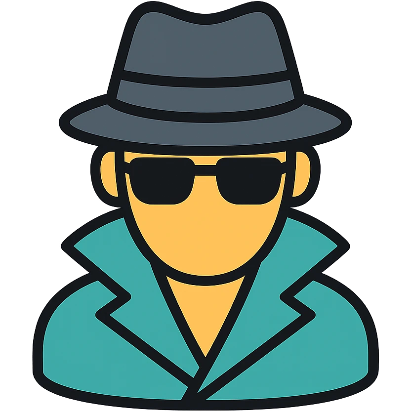 secret agent silhouette wearing sunglasses and a fedora emoji