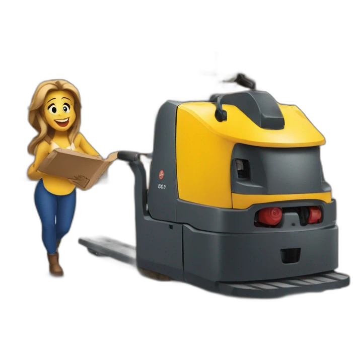 Beauty and the beast on a pallet truck emoji