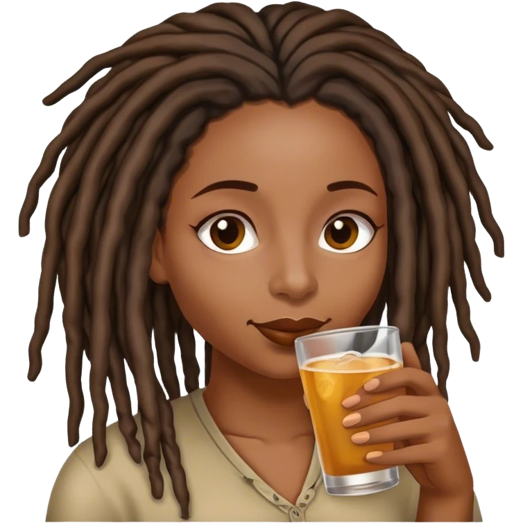 Black woman with locs drinking  emoji