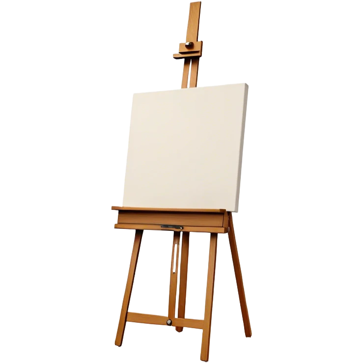 Cinematic Realistic image of a pristine canvas mounted on a sturdy wooden easel, with the canvas’ smooth surface and the easel’s detailed grain rendered in soft natural light, evoking a quiet moment of creative anticipation emoji