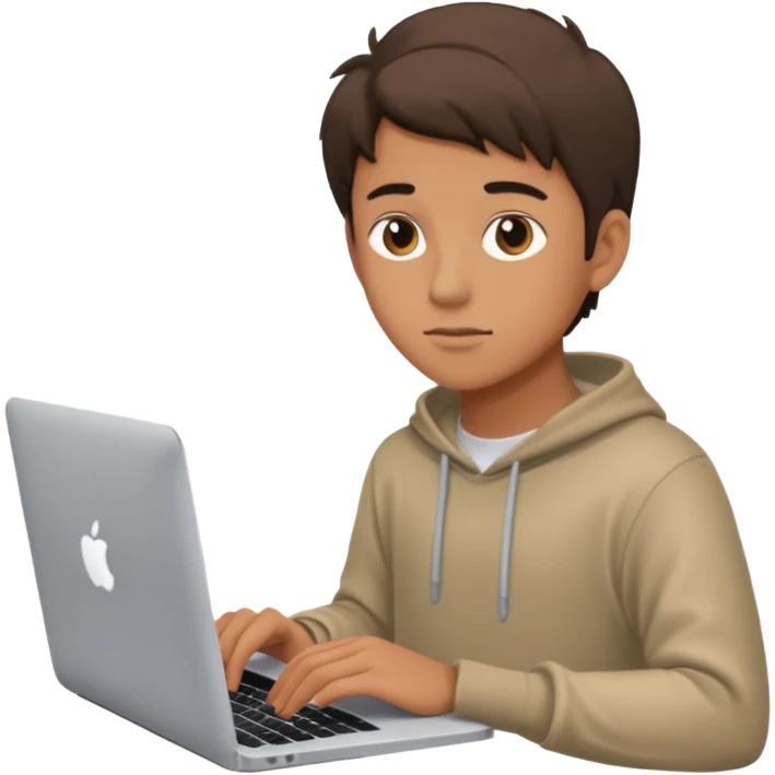 20 years old boy behind a macbook emoji