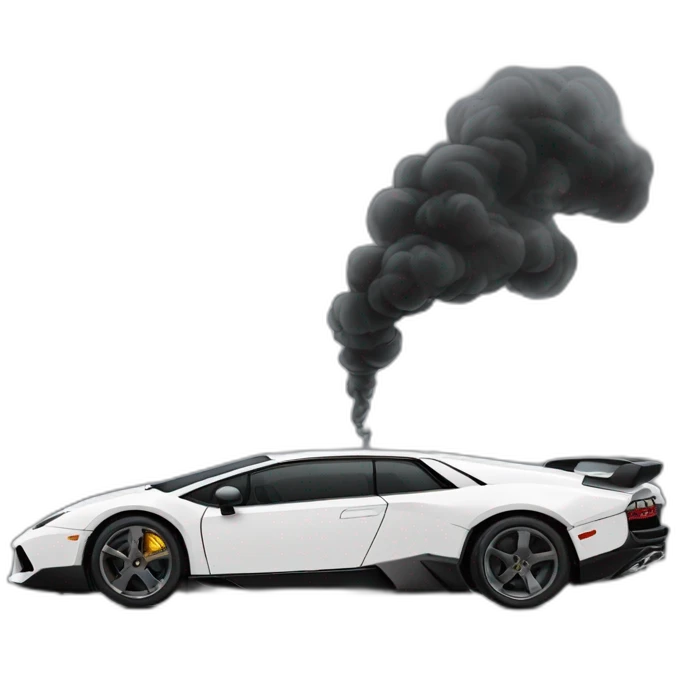 Un papi dans une lamborgini qui fume une pipe et la fumée est un fantome emoji