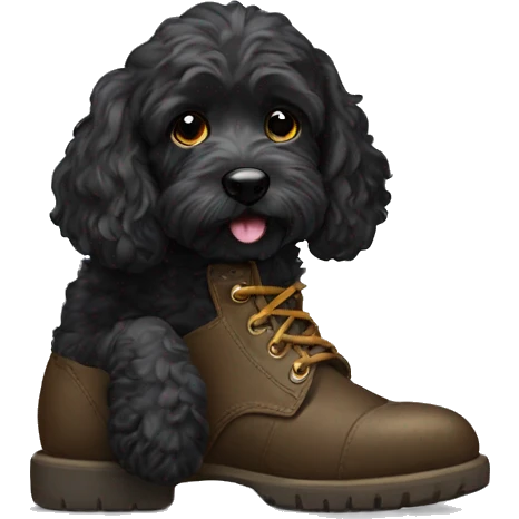 Black Cockapoo with Old Boot emoji